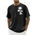 thumbnail image 1 of Men's Graphic T-Shirt Palm Tree Patterns Solid Casual Tee Shirt Summer Loose Fit Short Sleeve Beach Shirts, 1 of 5