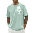 thumbnail image 1 of Men's Graphic T-Shirt Palm Tree Patterns Solid Casual Tee Shirt Summer Loose Fit Short Sleeve Beach Shirts, 1 of 5