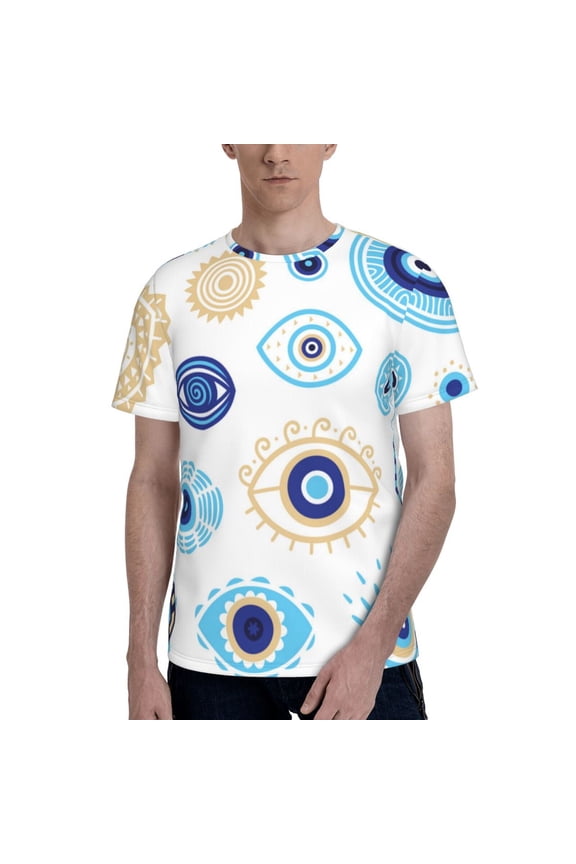 Men's Graphic T Shirt Short Sleeve Summer Casual Tee, Evil Eyes Magic Talisman