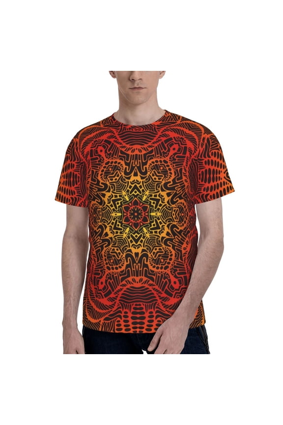 Men's Graphic T Shirt Short Sleeve Summer Casual Tee, Kaleidoscope Vintage Psychedelic Trippy