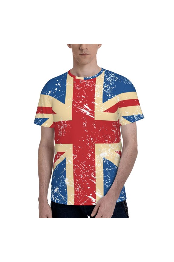 Men's Graphic T Shirt Short Sleeve Summer Casual Tee, Union Jack Uk Flag Retro