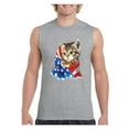thumbnail image 1 of Men's Graphic T-Shirt Sleeveless - American Flag 4th of July Kitty, 1 of 5