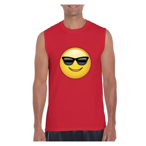Men's Graphic T-Shirt Sleeveless - Emoji with Sunglasses
