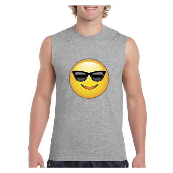 Men's Graphic T-Shirt Sleeveless - Emoji with Sunglasses