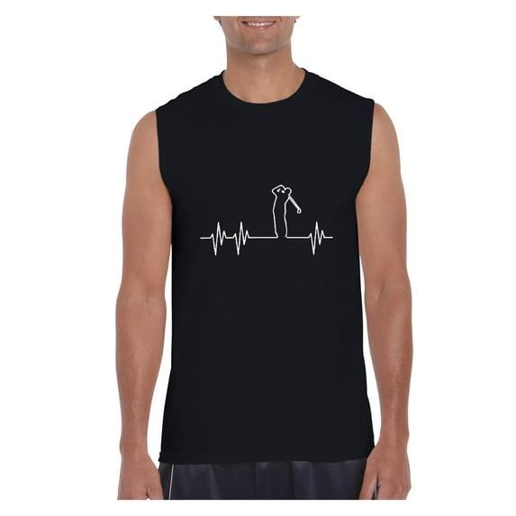 Men's Graphic T-Shirt Sleeveless - Golfer Heartbeat