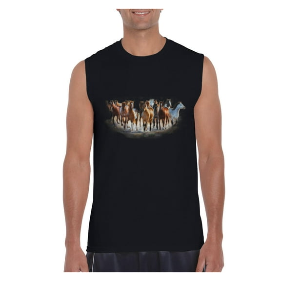 Men's Graphic T-Shirt Sleeveless - Horses Herd