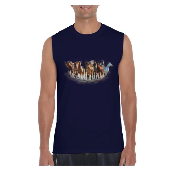 Men's Graphic T-Shirt Sleeveless - Horses Herd