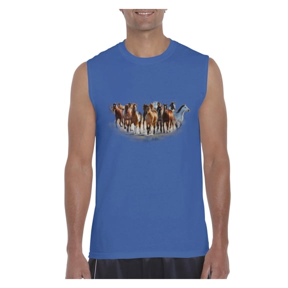 Men's Graphic T-Shirt Sleeveless - Horses Herd