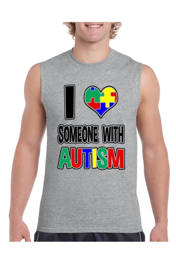 Men's Graphic T-Shirt Sleeveless - I Love Someone With Autism