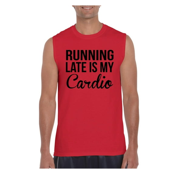 Men's Graphic T-Shirt Sleeveless - Running Late is My Cardio