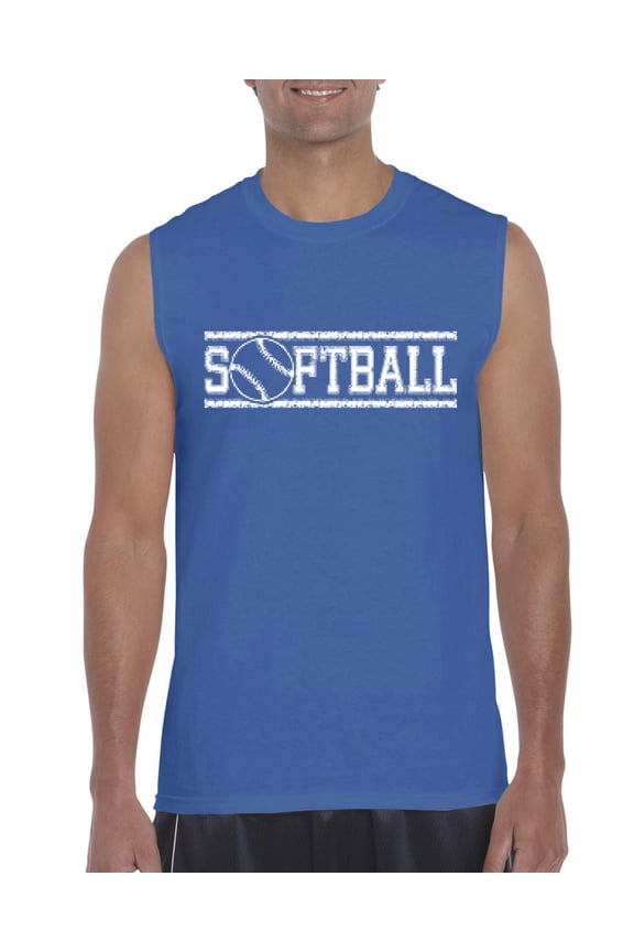 Men's Graphic T-Shirt Sleeveless - Softball with Ball