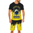 thumbnail image 1 of Men's Graphic T-Shirt and Shorts Set - Cruise Ship Design with Rope Motif & Flame Pattern, 1 of 5