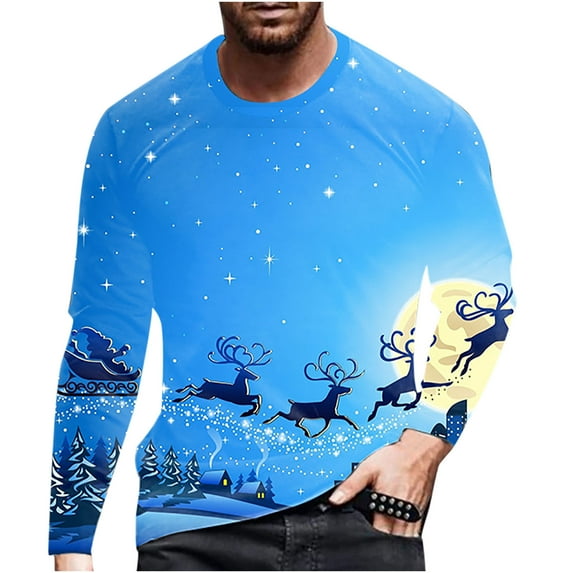 Men's Graphic T Shirts Snowman/Santa Claus 3D Print Casual Ugly Christmas Sweater Sweatshirts Crewneck Pullovers