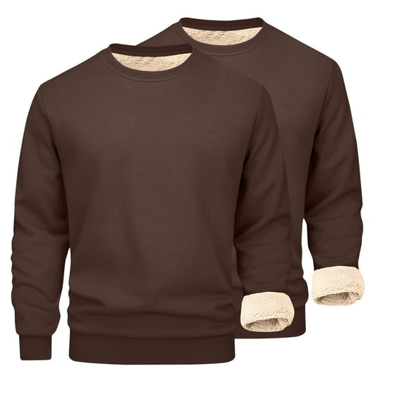 Men's Graphic Tee Hvyesh Men's Big an Tall Sherpa Lined Crewneck Sweatshirts Warm Fleece Pullover Thermal Long Sleeve Hoodie