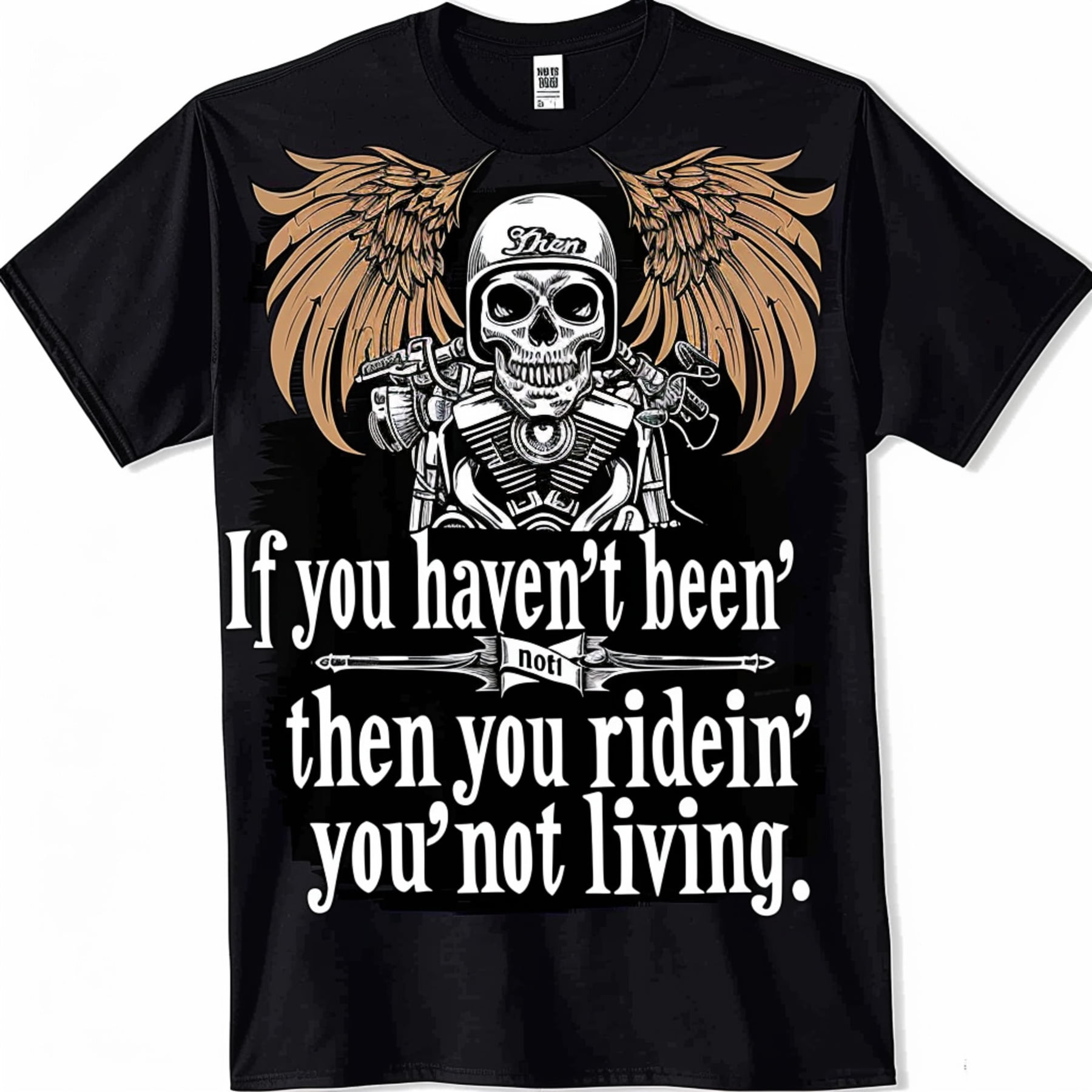 Men's Graphic Tee Motorcycle Rider Shirt Cool Top Unique Design Available in Black