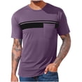thumbnail image 1 of Men's Graphic Tee Shirt George Men's Henley Shirt summer under Clearance Men's & Big Men's Short Sleeve Shirt with Pocket,Purple,XXXXL, 1 of 4