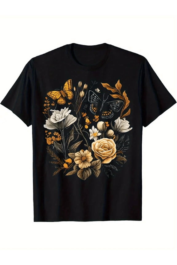 Men's Graphic Tee, Unisex Performance Cotton Short Sleeve Tops, Funny Graphic Tees Gifts T-Shirt Black C S
