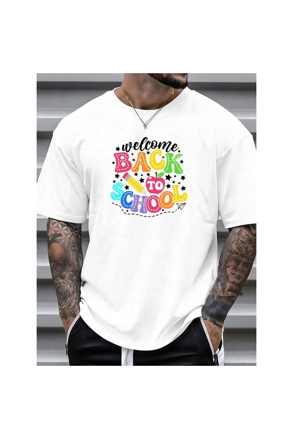 Back To School Graphic Tee T-Shirt Cotton Top Casual Short Sleeve Crew Neck Student Apparel White S-5XL
