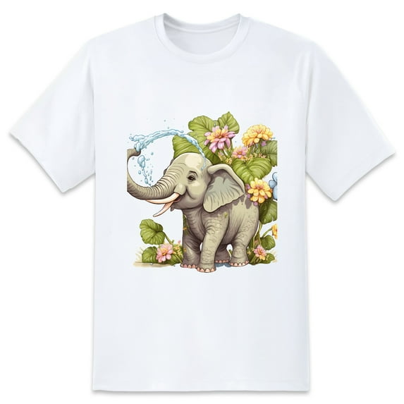 Men's Graphic TeeWatercolor Elephant Letter Print T-Shirts Round Neck Short Sleeves Sizes XS-5XL Summer Daily Casual Tops