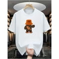 thumbnail image 1 of Men's Graphic Tees 3D Animal Printed Crew Neck T Shirts Short Sleeve T-Shirts Casual Summer Streetwear White 3XL, 1 of 6