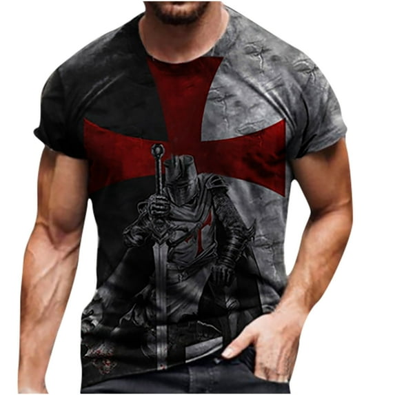 Men's Graphic Tees American Flag Star Stripe Print Shirts Loose Fit Short Sleeve Round Neck T Shirts Casual Summer Beach Tops