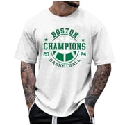 Mens Graphic Tees Basketball Fans Shirt Short Sleeved Crewneck Casual T Shirt Tops