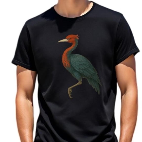 Men's Graphic Tees - Exotic Bird Print T-Shirt, Colorful Streetwear Top，Crew neck，Causal，cotton，black，S-5XL