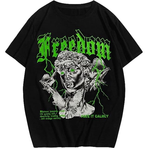 Men's Graphic Tees Letter Print Short Sleeve T Shirts Streewear Casual Summer Tops Vintage Tees