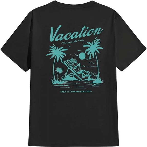 Men's Graphic Tees Letter Print Short Sleeve T Shirts Summer Beach Crew Neck Tops for Men