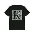 thumbnail image 1 of Men's Graphic Tees - Ornate K Print T-Shirt, Casual Short Sleeve，Crew Neck Tops for Everyday Wear，Fashion，cotton，black，S-5XL, 1 of 1