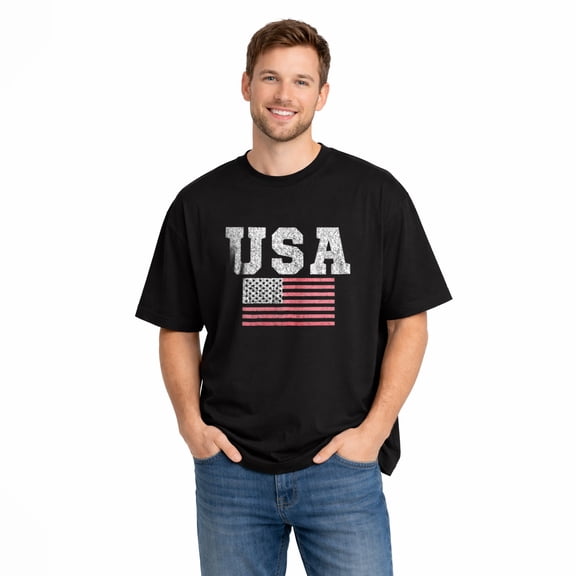 Men's Graphic Tees, Short Sleeve USA Flag Crewneck Casual American Patriotic Regular T-Shirt for Men