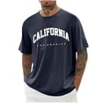 thumbnail image 1 of Men's Graphic Tees Summer Letter Print Dropped Shoulder T-Shirts Casual Loose Fit Half Sleeve Tops for Travel Vacation, 1 of 4
