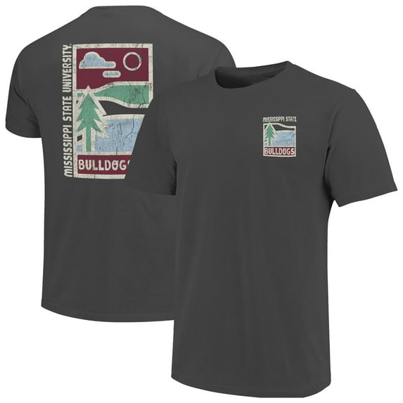 Men's  Graphite Mississippi State Bulldogs Comfort Colors Minimal Vista Distressed Graphics T-Shirt