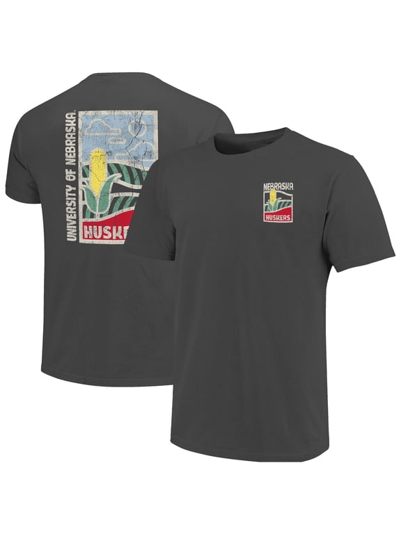 Men's Graphite Nebraska Huskers Comfort Colors Minimal Vista Distressed Graphics T-Shirt