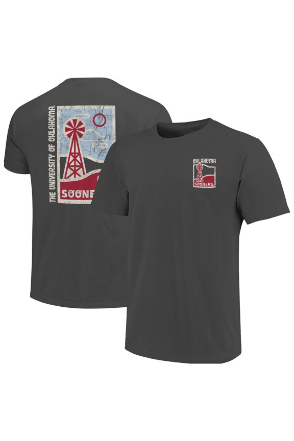 Men's  Graphite Oklahoma Sooners Comfort Colors Minimal Vista Distressed Graphics T-Shirt