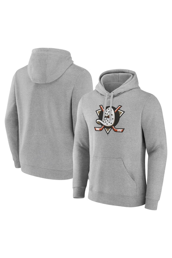 Men's Gray Anaheim Ducks Primary Logo Pullover Sweatshirt