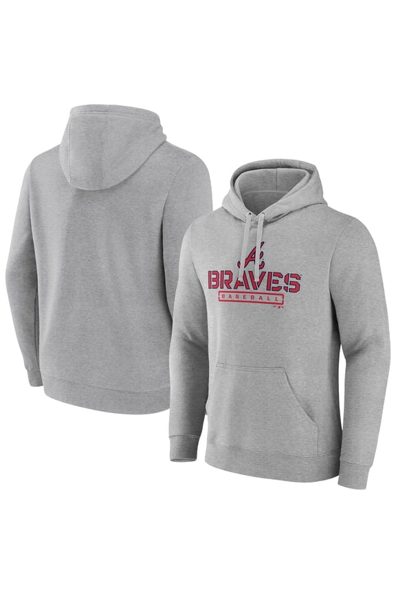 Men's Gray Atlanta Braves Evanston Stencil Pullover Hoodie