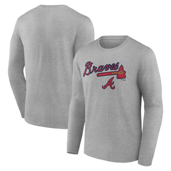 Men's Gray Atlanta Braves Team Lockup Long Sleeve T-Shirt