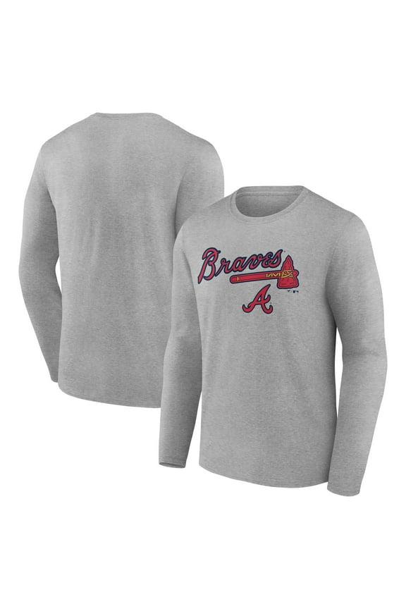 Men's Gray Atlanta Braves Team Lockup Long Sleeve T-Shirt