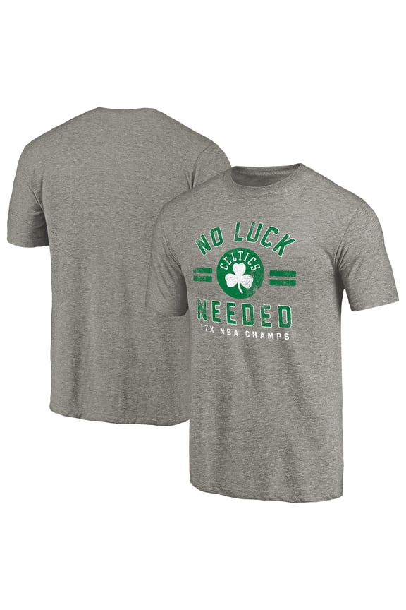 Men's Gray Boston Celtics No Luck Hometown Collection Tri-Blend T-Shirt