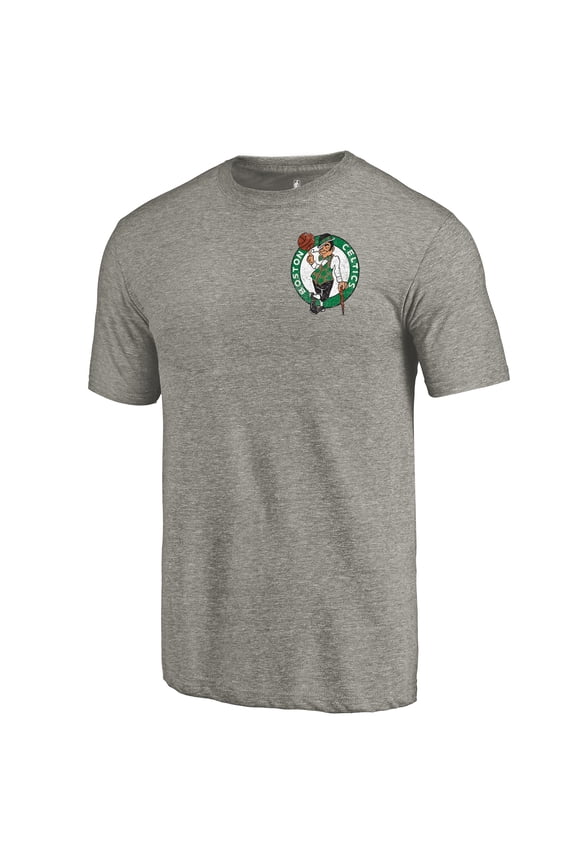 Men's Gray Boston Celtics Primary Logo Left Chest Distressed Tri-Blend T-Shirt
