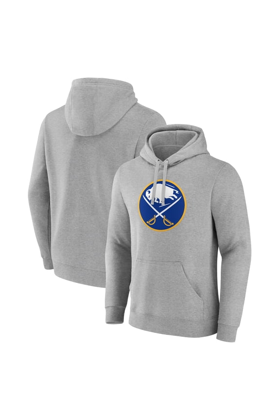 Men's Gray Buffalo Sabres Primary Team Logo Pullover Hoodie