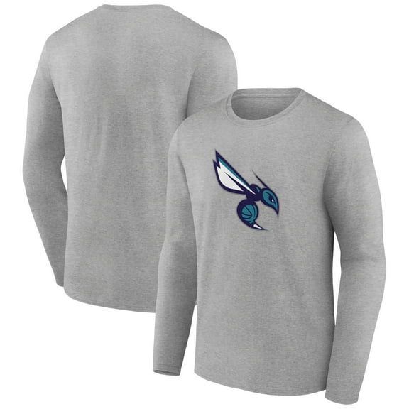 Men's Gray Charlotte Hornets Alternate Logo Long Sleeve T-Shirt