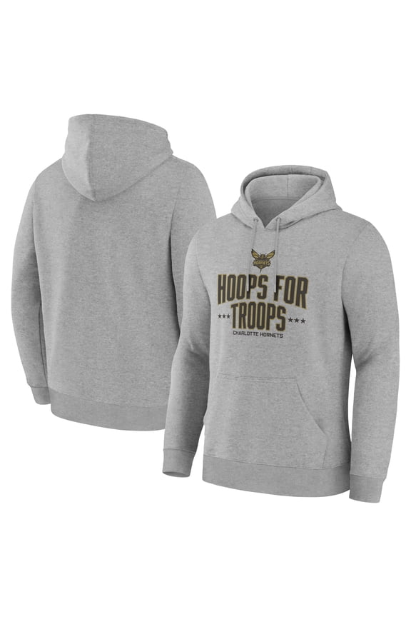 Men's Gray Charlotte Hornets Hoops For Troops Hoodie