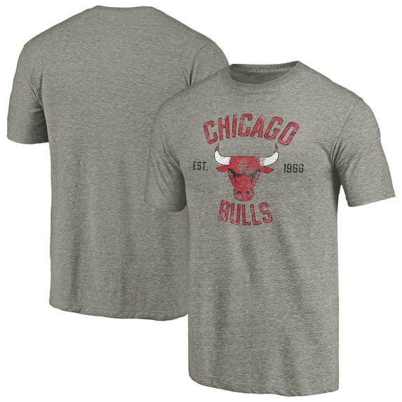 Men's Gray Chicago Bulls Team Heritage Tri-Blend T-Shirt