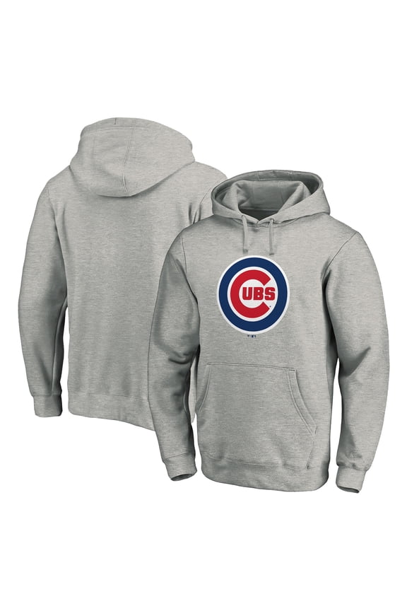 Men's Gray Chicago Cubs Official Team Logo Pullover Hoodie