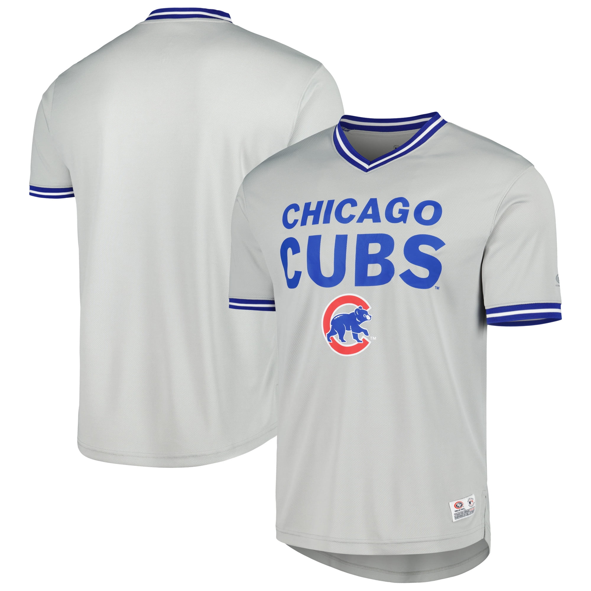 Men s Gray Chicago Cubs V Neck Jersey