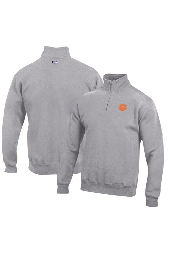 Men's Gray Clemson Tigers Big Cotton Quarter-Zip Pullover Sweatshirt