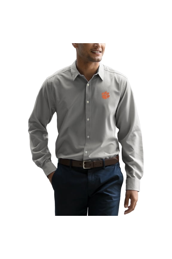Men's Gray Clemson Tigers Sandhill Long Sleeve Dress Shirt