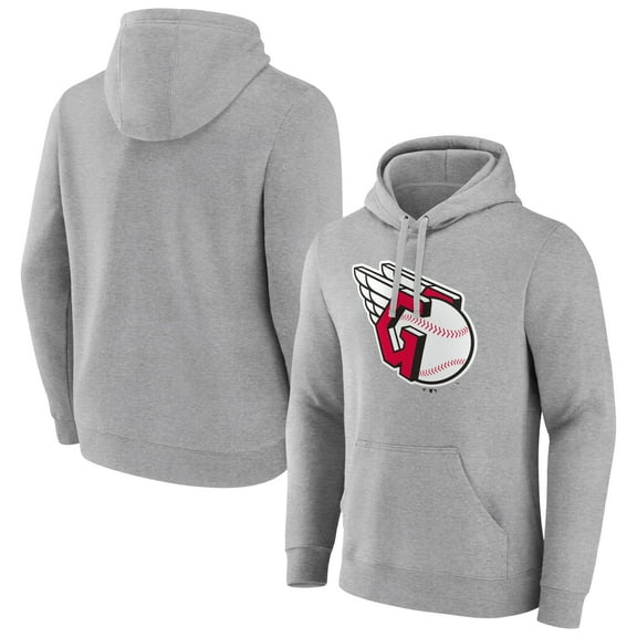 Men's Gray Cleveland Guardians Official Team Logo Pullover Hoodie